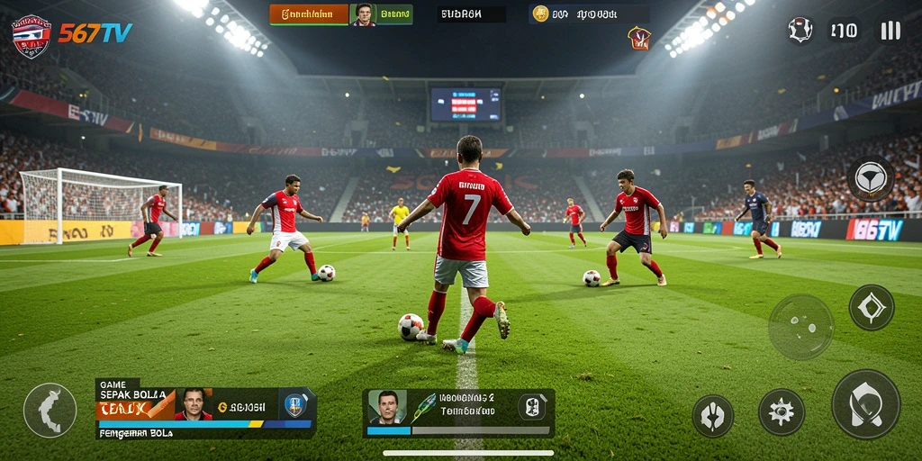 Gameplay mendebarkan di 567TV dengan aksi sepak bola yang intens.
