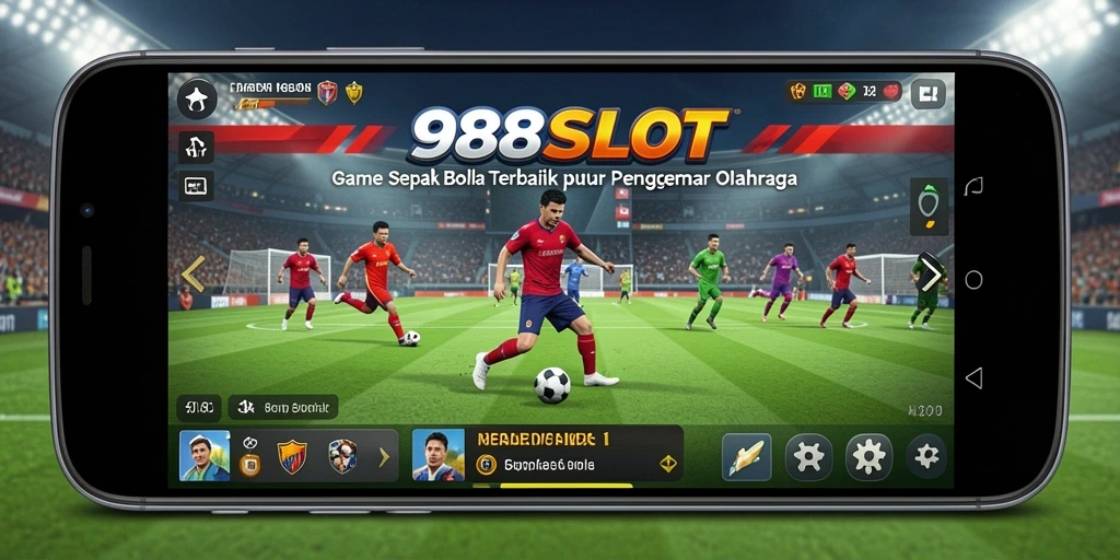 Screenshot gameplay 988SLOT menunjukkan aksi seru di lapangan sepak bola.