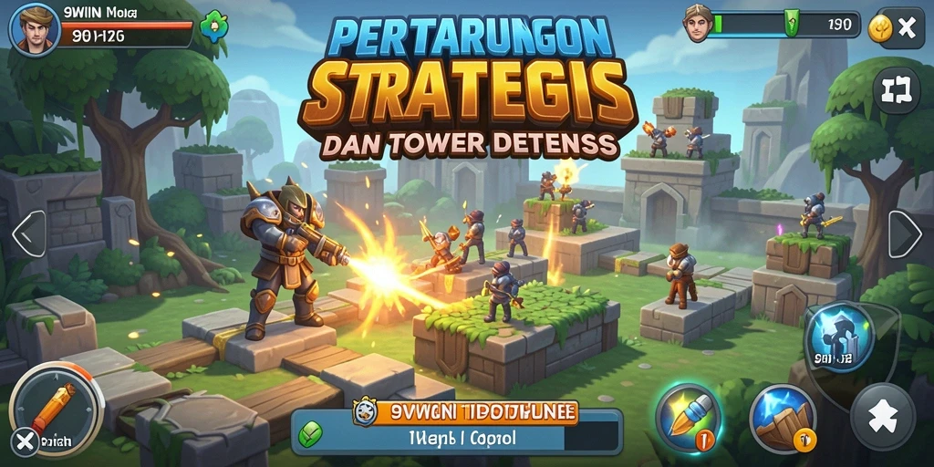 Tampilan gameplay menegangkan dalam 9WIN Tower Defense.