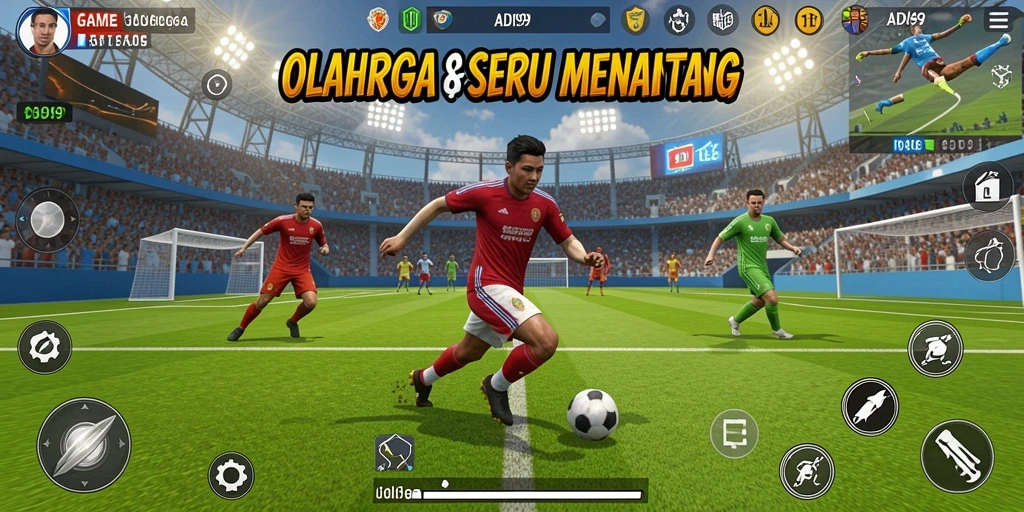 Tangkapan layar gameplay ADI99 yang menampilkan aksi olahraga yang seru.