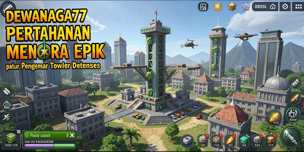 Tangkapan layar DEWANAGA77 menampilkan aksi seru pertahanan menara.