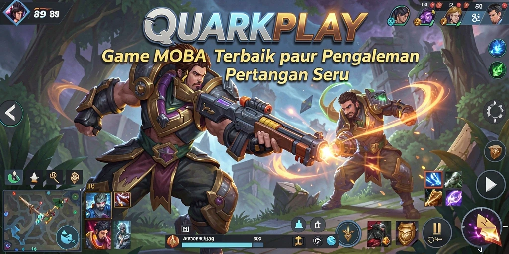 Tampilan pertarungan epik dalam QUARKPLAY dengan berbagai karakter.